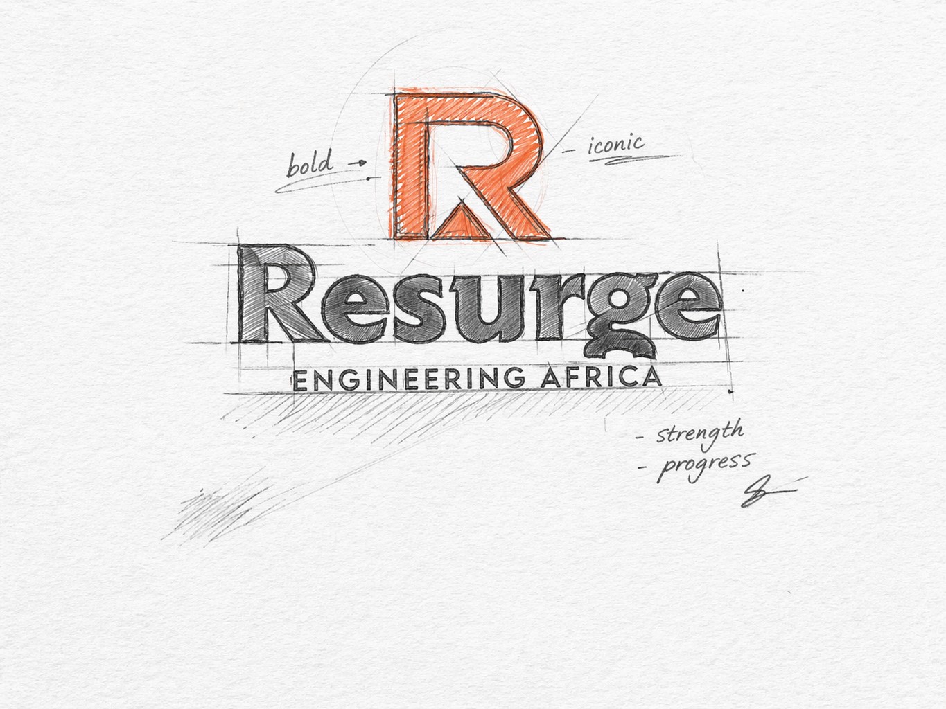 Resurge Engineering logo concept sketch